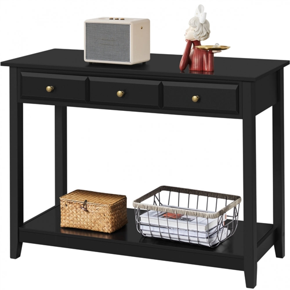 3-Drawer Console Table with Storage Shelf