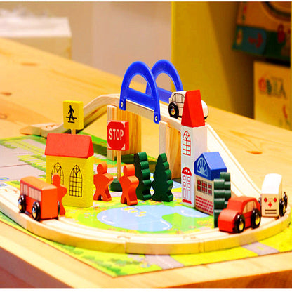 40pc Wooden Rail Overpass Set