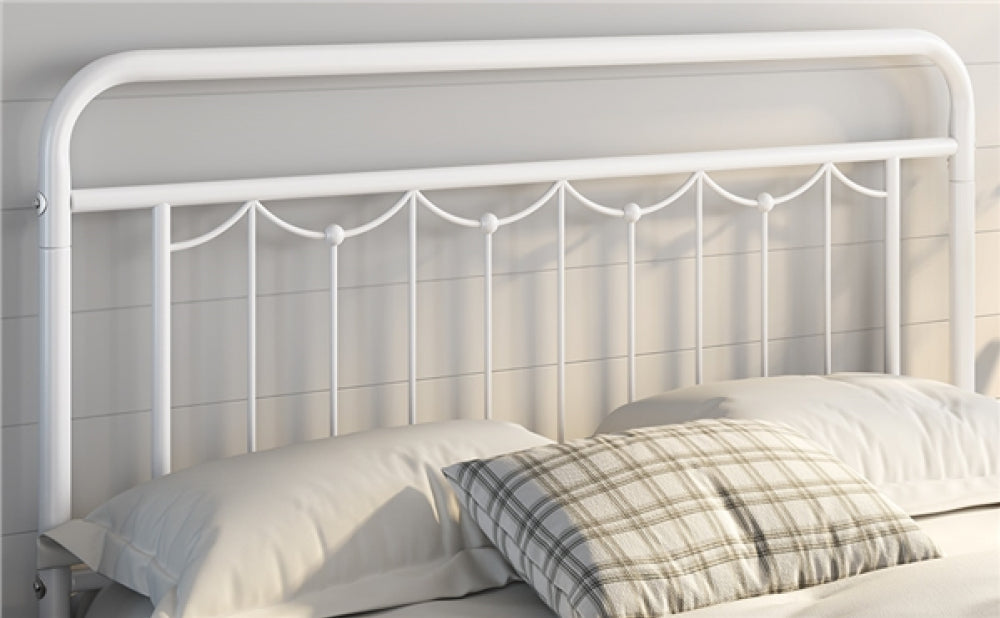 Metal Platform Bed Frame with Vintage Headboard and Footboard