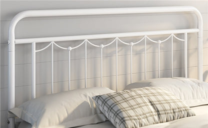 Metal Platform Bed Frame with Vintage Headboard and Footboard