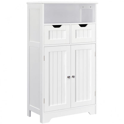 Bathroom Floor Storage Cabinet with 2 Drawers & Shelf Height-Adjustable Cabinet