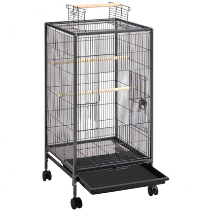 40-Inch H Wrought Iron Bird Cage with Rolling Stand