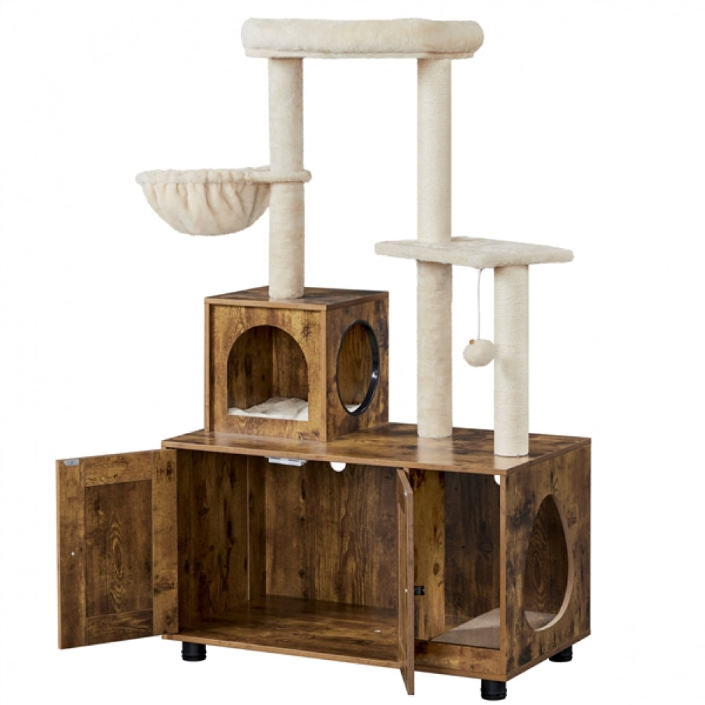 Litter Box Enclosure with Cat Tree Tower