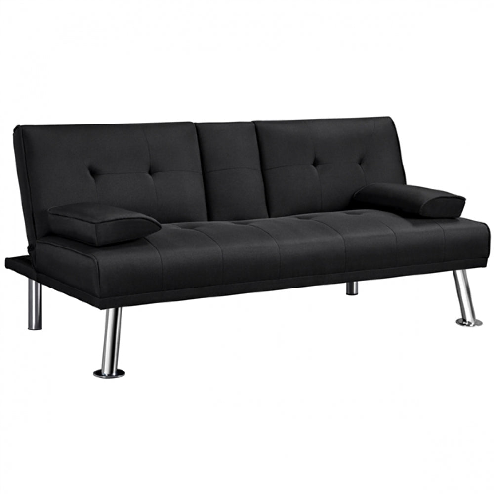 Fabric Upholstered Convertible Futon Sofa Bed