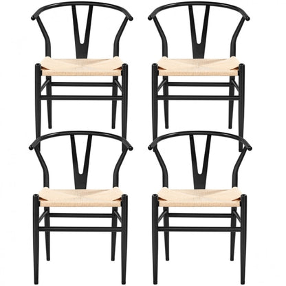 4PCS Weave Arm Chairs