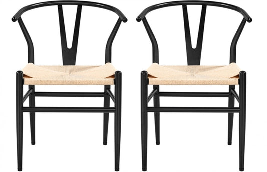 2pcs Modern Chair Y-Shaped Backrest Mid-Century Metal Dining Chair