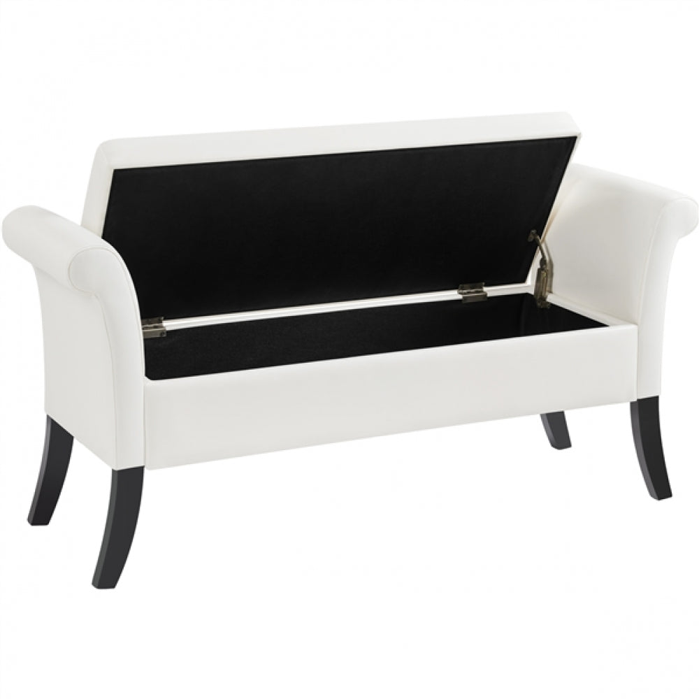 Faux Leather Accent Upholstered Multifunctional Vintage Storage Bench