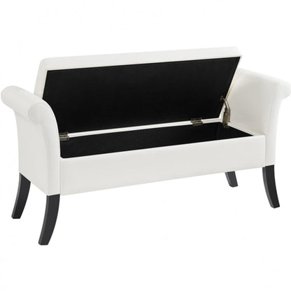 Faux Leather Accent Upholstered Multifunctional Vintage Storage Bench