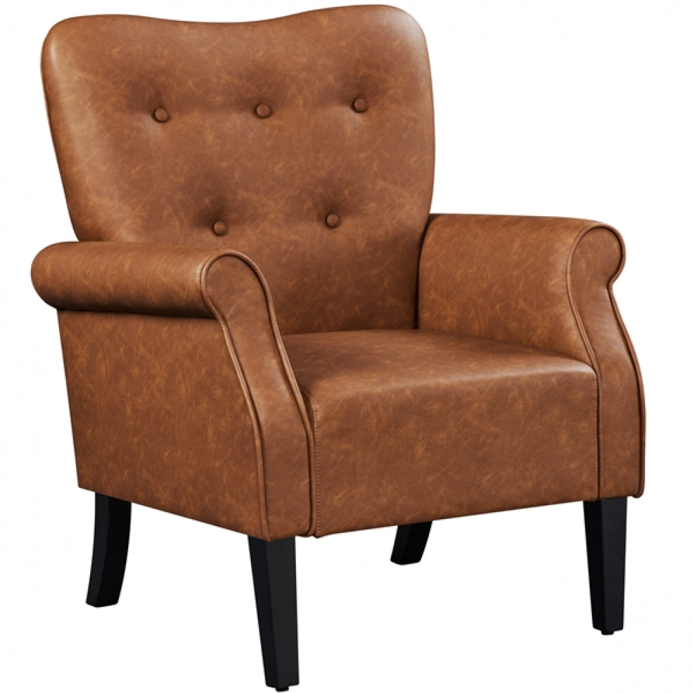 1 Pair Mid-century Modern Faux Leather Accent Chair Armchair