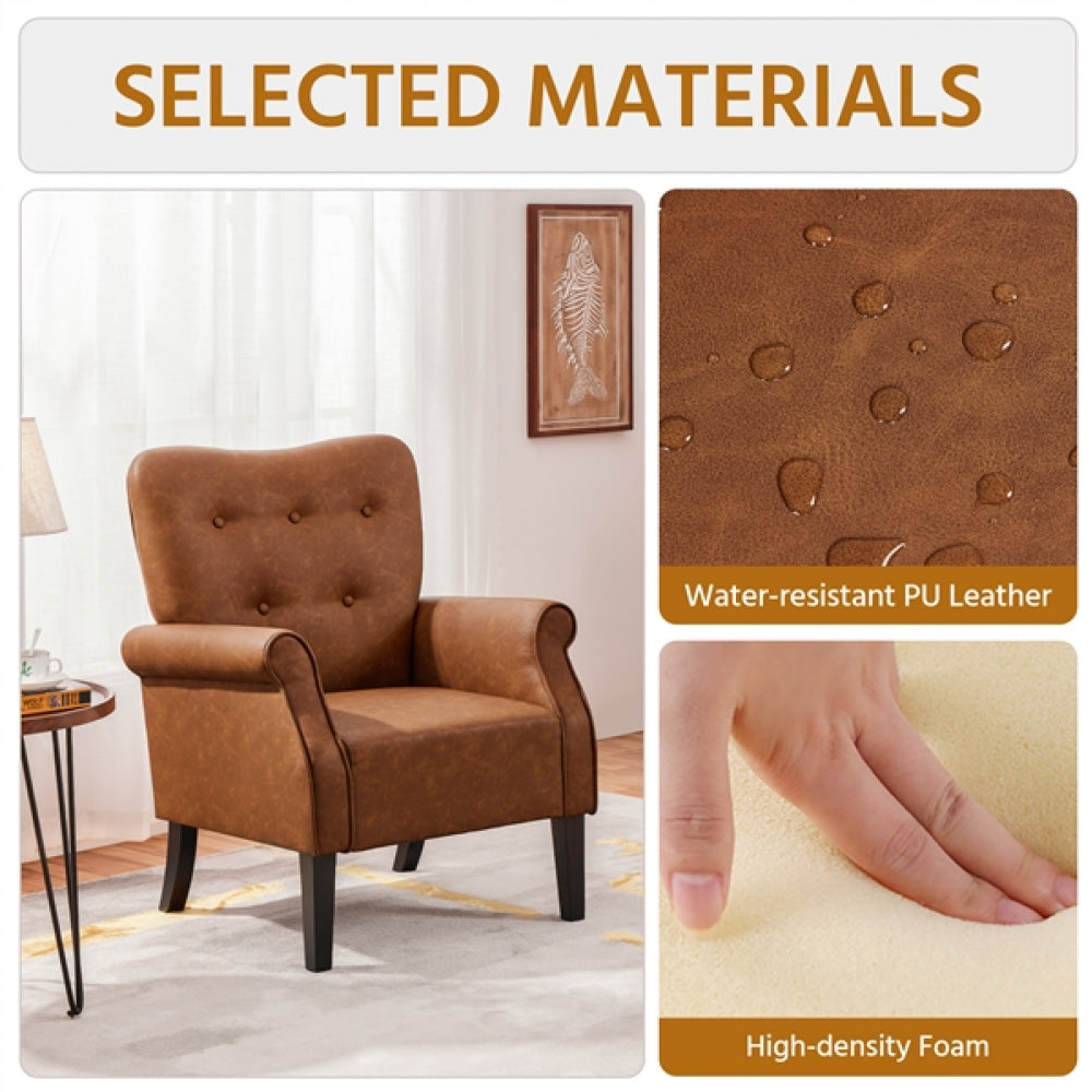 1 Pair Mid-century Modern Faux Leather Accent Chair Armchair