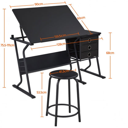 Drafting Table & Stool Set For Artists