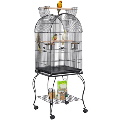 Open Top Metal Bird Cage Rolling Parrot Cage