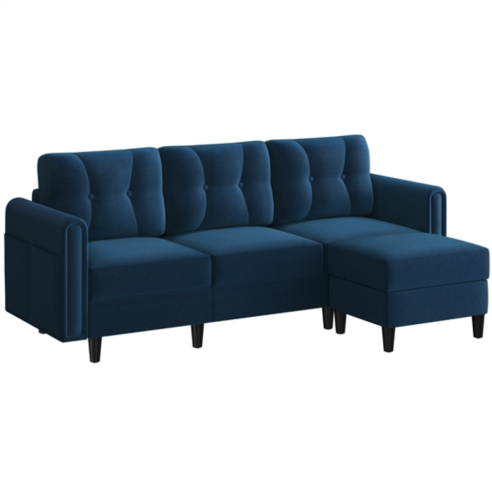 Velvet Upholstered Corner Sofa