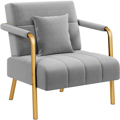 Velvet Accent Armchair with Cozy Pillow
