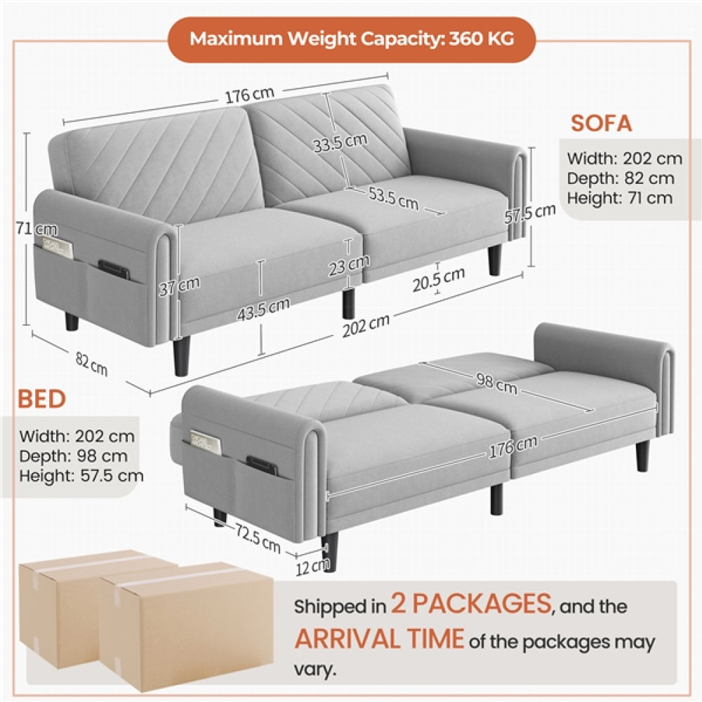 Fabric 3-Seater Sofa Bed