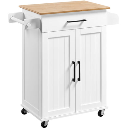 Kitchen Island Cart with Spice Rack Storage Rolling Kitchen Cart