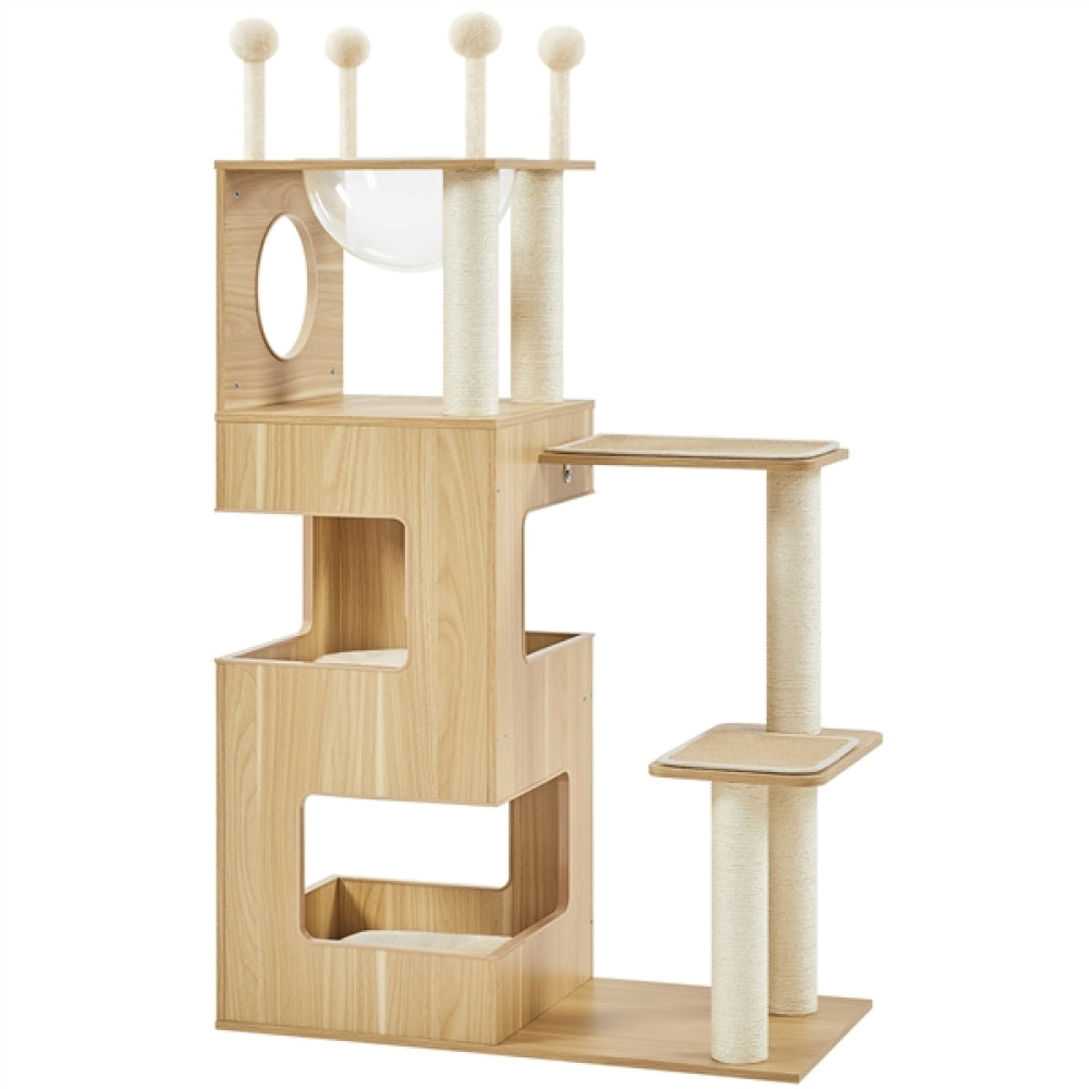 53" Tall Wooden Cat Tree Tower