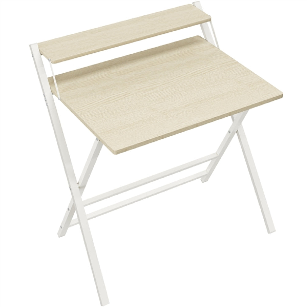 2-Tier Foldable Computer Desk w/ Monitor Shelf