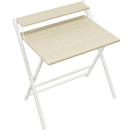 2-Tier Foldable Computer Desk w/ Monitor Shelf
