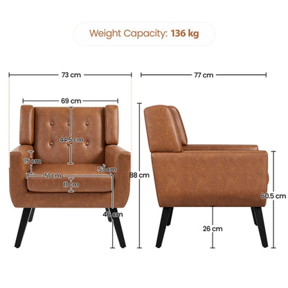 Button Tufted Armchair with Solid Wood Legs