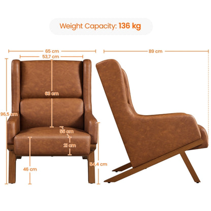 High Back PU Leather Accent Armchair