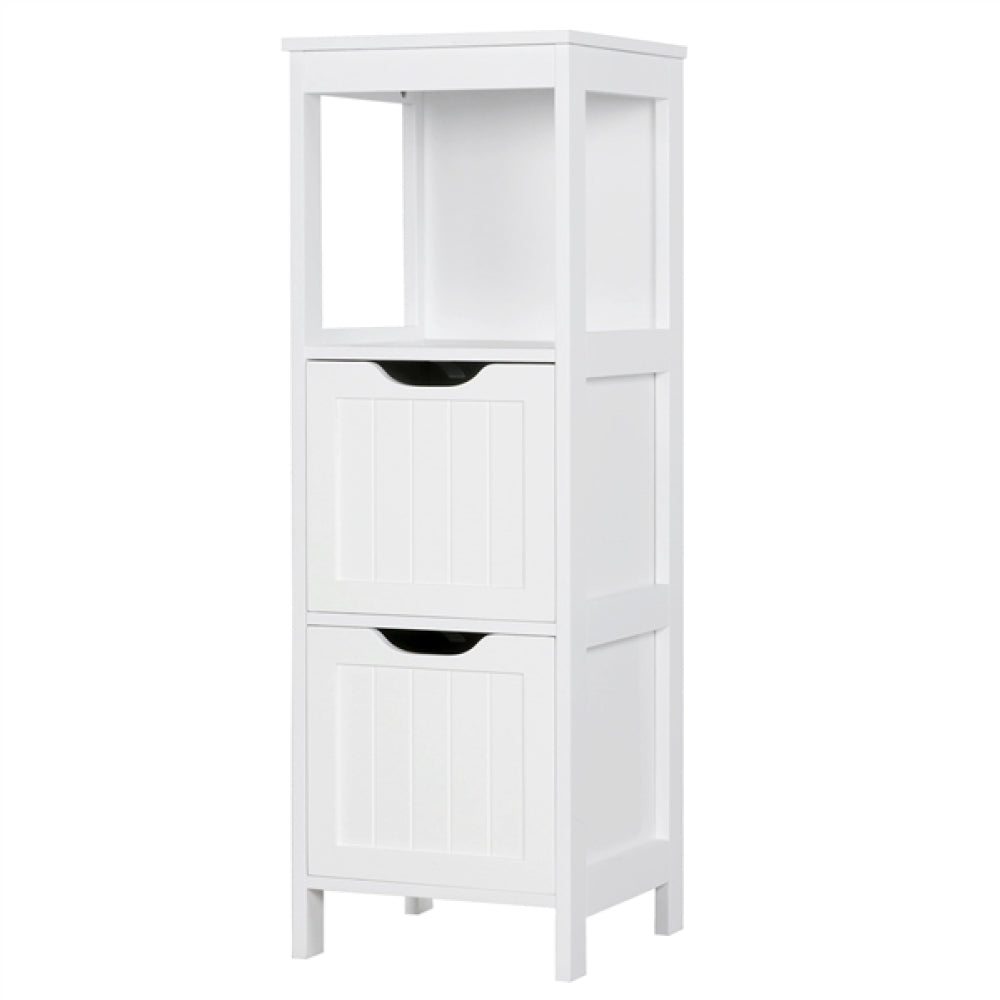 White Bathroom Cabinet 2 Hideaway Drawers 1 Shelf