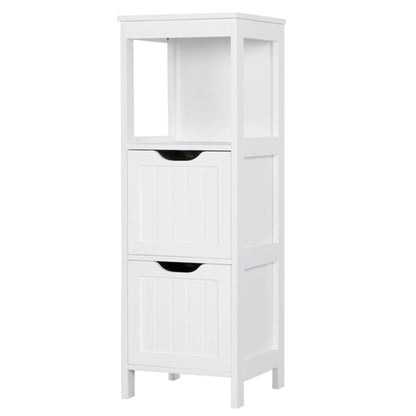 White Bathroom Cabinet 2 Hideaway Drawers 1 Shelf