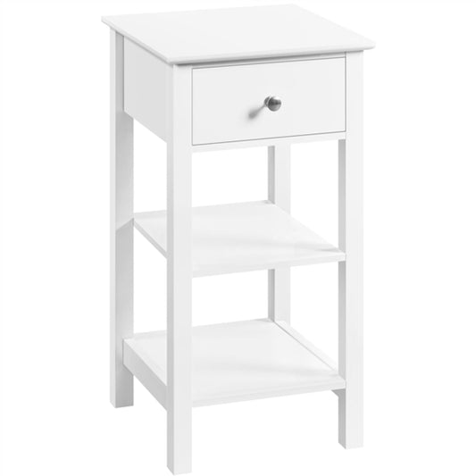 Narrow Bedside Table Nightstand with 1 Drawer 2 Shelves