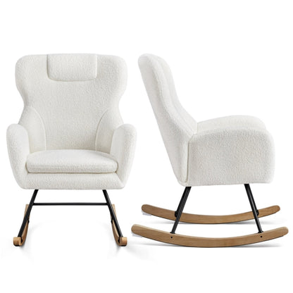 Boucle Upholstered Armchair Rocking Chair