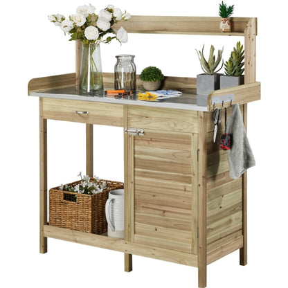 Outdoor Garden Potting Bench Table Work Bench Metal Tabletop