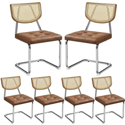 6PCS Mid-Century Modern Dining Chairs with Mesh Rattan Back