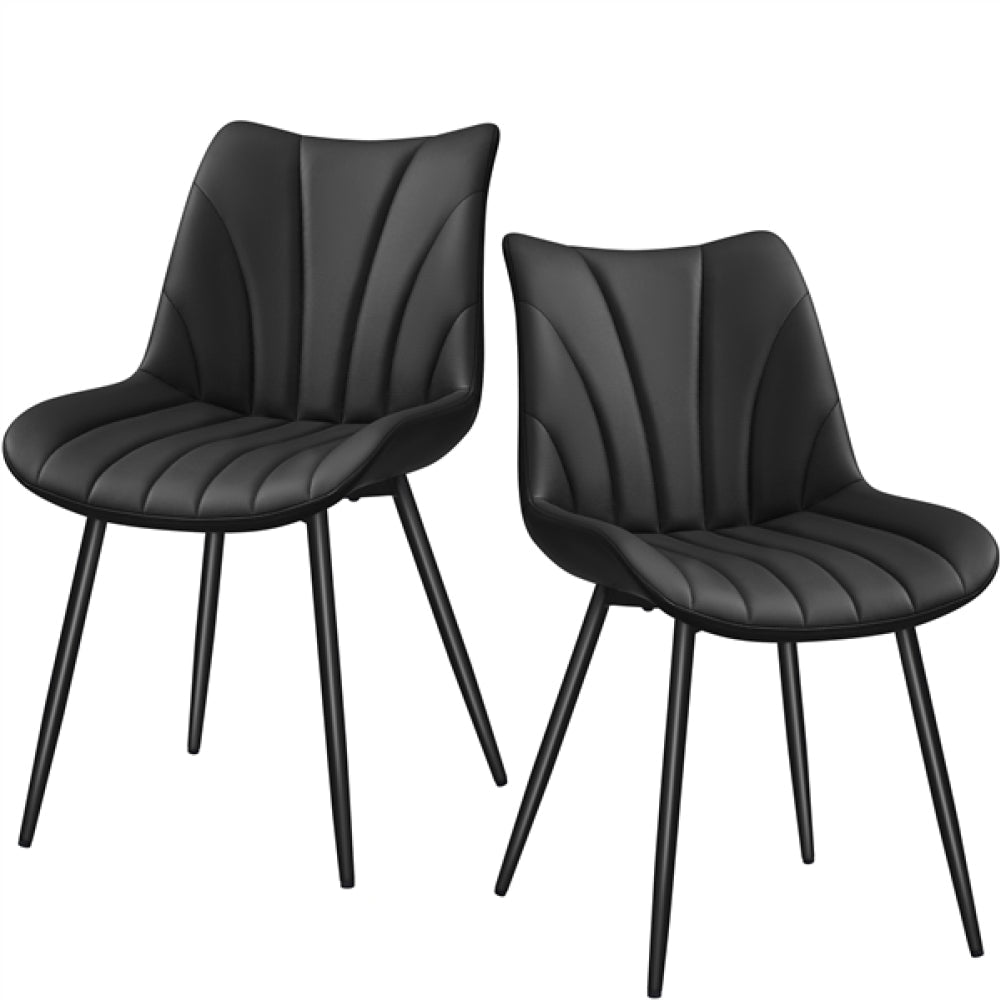 Set of 4 Modern Faux Leather Upholstered Dining Chairs with Metal Legs