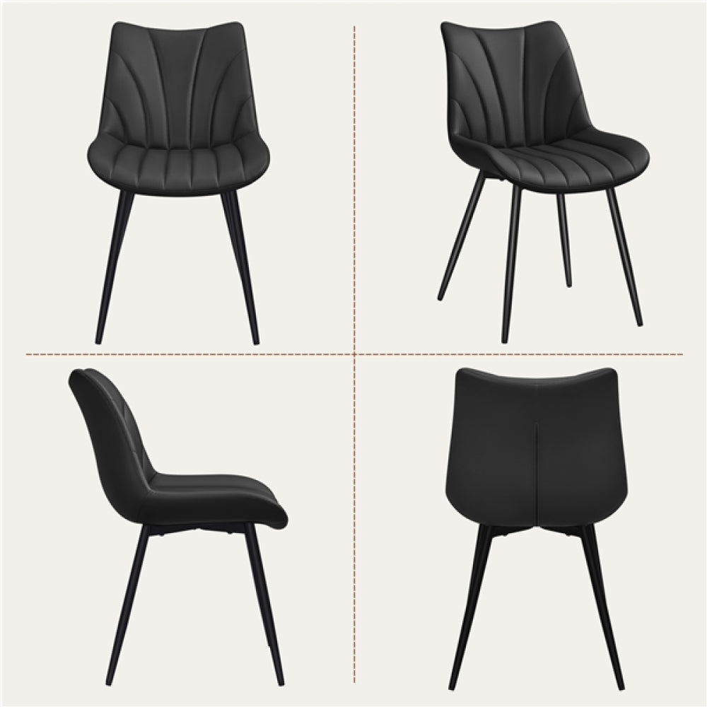 Set of 4 Modern Faux Leather Upholstered Dining Chairs with Metal Legs