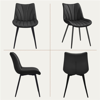 Set of 4 Modern Faux Leather Upholstered Dining Chairs with Metal Legs