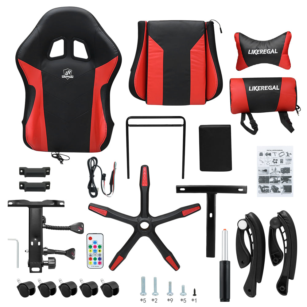 Gaming Chair Office Chair With Foot Rest Racing Chair with Speaker and Light