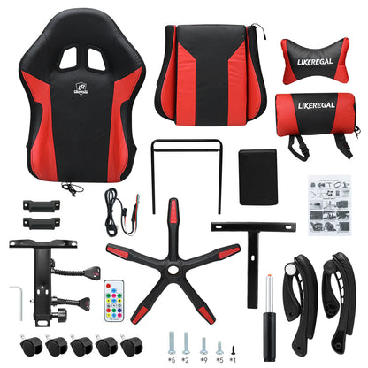 Gaming Chair Office Chair With Foot Rest Racing Chair with Speaker and Light