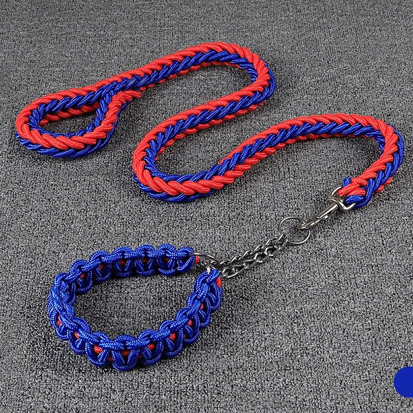 LARGE BLUE&RED Strong Dog Leash Climbing Rope Threaded Pet Training