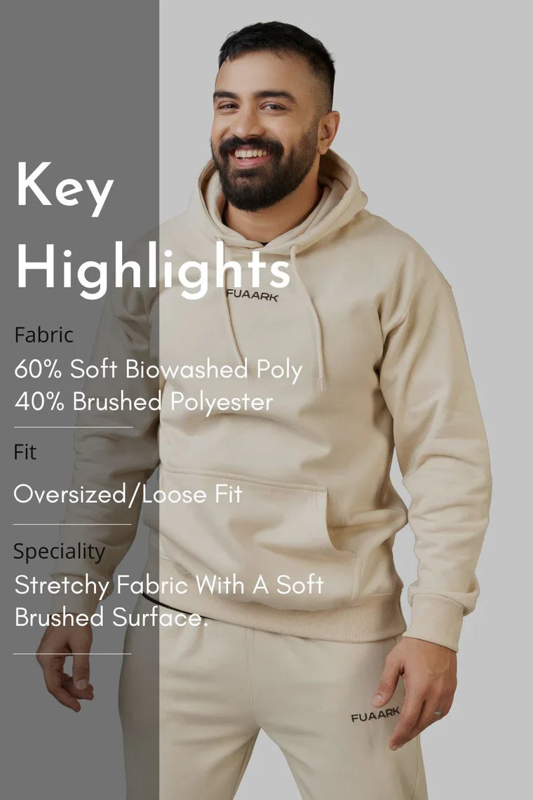 Unisex Signature Oversized Hoodies Beige