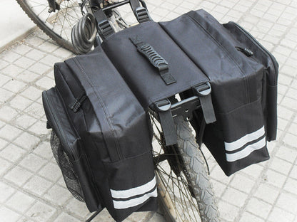 30L Waterproof Bike Rear Rack Double Pannier Bag with Reflective Trim – Black JS76603