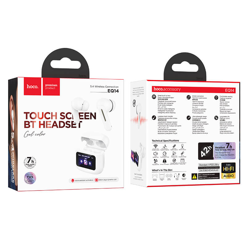 Hoco Smart Touch Screen TWS Earbuds with 7 Hour Playback EQ14