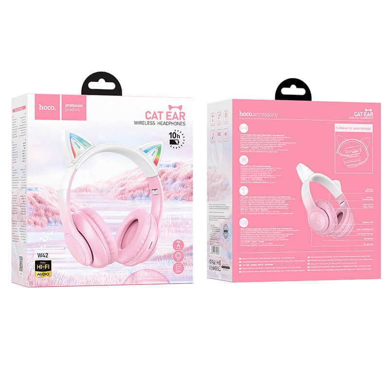 Hoco Ergonomic Cat Ear Bluetooth Headset with LED Light W42