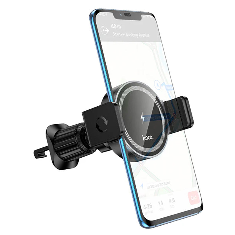 Hoco 15W Wireless Charging Magnetic & Clamp Air Vent Car Phone Holder HW35
