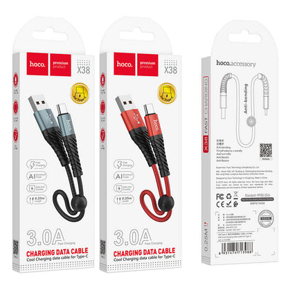 Hoco Cool Charging Data Cable USB-A to Type-C 0.25m X38