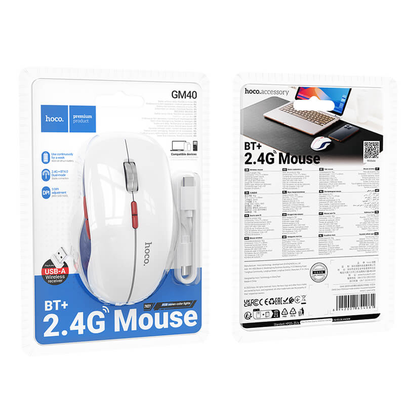 Hoco Dual Mode 2.4G Bluetooth Wireless Ergonomic Mouse GM40