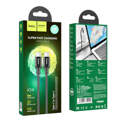 Hoco Double Speed 60W Charging Data Cable Type-C to Type-C 1m X14