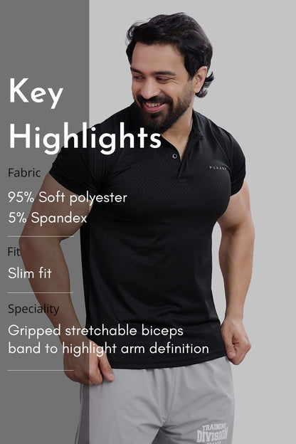 Wave Polo T-shirt Black