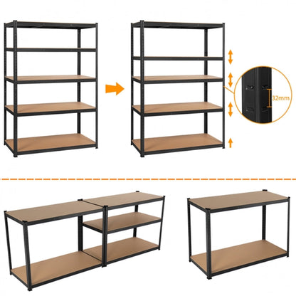 180cm x 120cm x 60cm 5 Tier Display Rack Steel Shelves Pack of 2