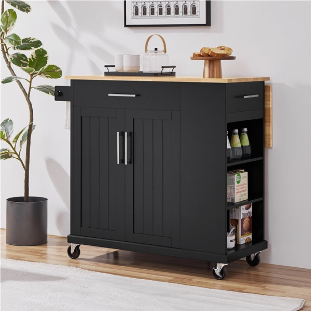 Kitchen Island on Wheels with Drawers & Cabinet