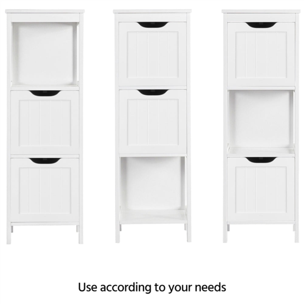 White Bathroom Cabinet 2 Hideaway Drawers 1 Shelf