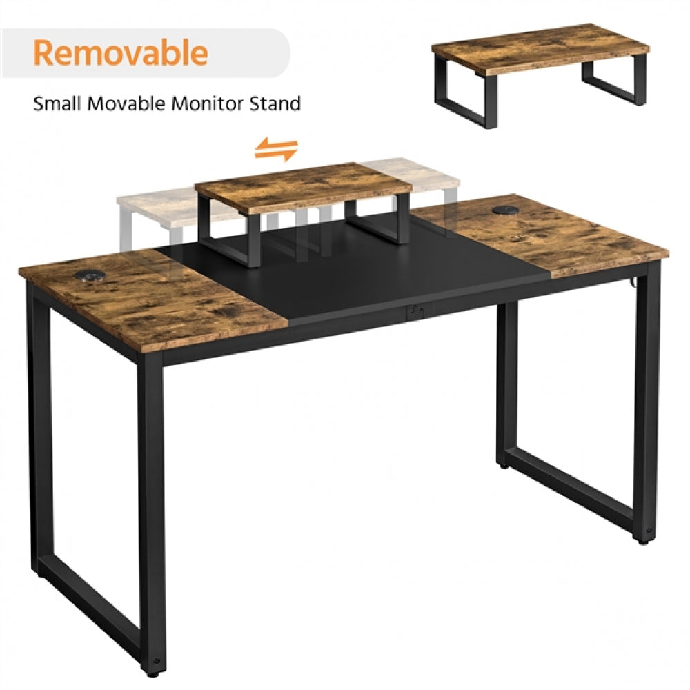 55-inch Large Computer Desk with Movable Monitor Stand